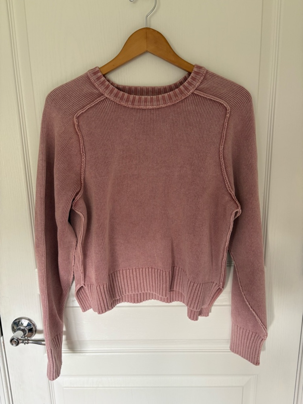Free People Relaxed Crewneck Sweater in Dusty Mauve